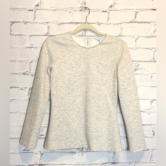 Club Monaco Back Zip Top in Oat Cream Heather Size Small - Picture 1 of 6